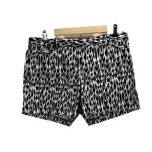 Laundry Shelli Segal Size‎ 10 Black & White Print Flat Front Shorts Cotton Blend